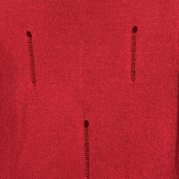 Red sweater with cut out collar and distressed runs size L - Picture 3 of 8